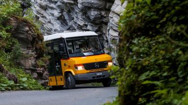 Postbus ride on the steepest route in Europe from Kiental to Griesalp
