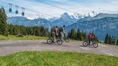 Trottibike descent from Niederhorn to Beatenberg with the whole family