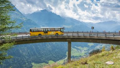 Postbus trip over the passes of the Central Alps